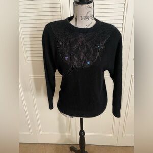 Private Party black embellished sweater vintage 80s 90s
